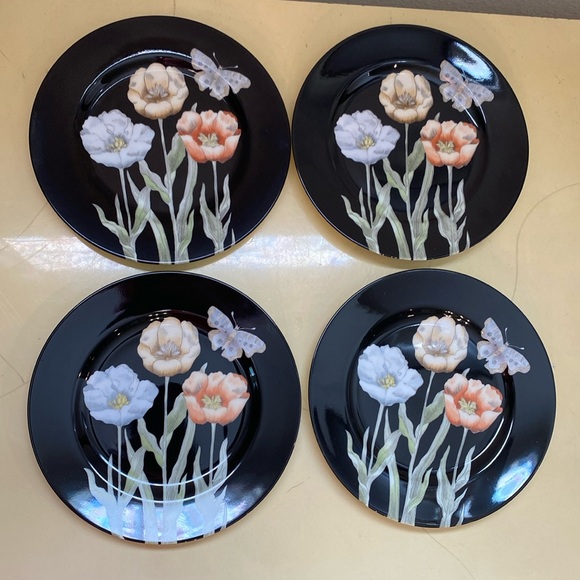 Fitz and Floyd Other - Fitz and Floyd Midnight Poppy Salad Plates. Set of 4. 7 1/2”.